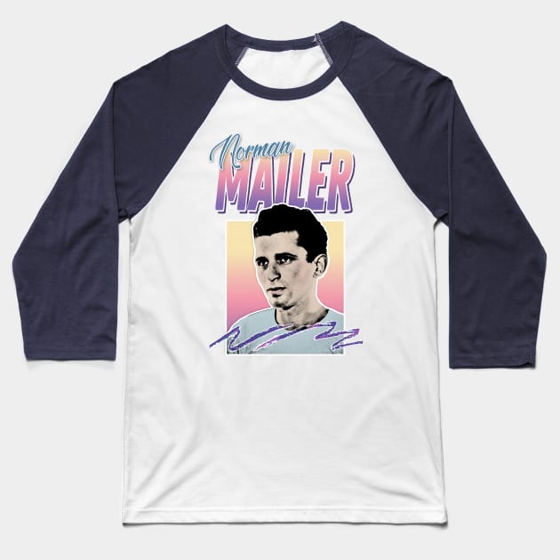 Norman Mailer - Retro Style Tribute Design Baseball T-Shirt by DankFutura